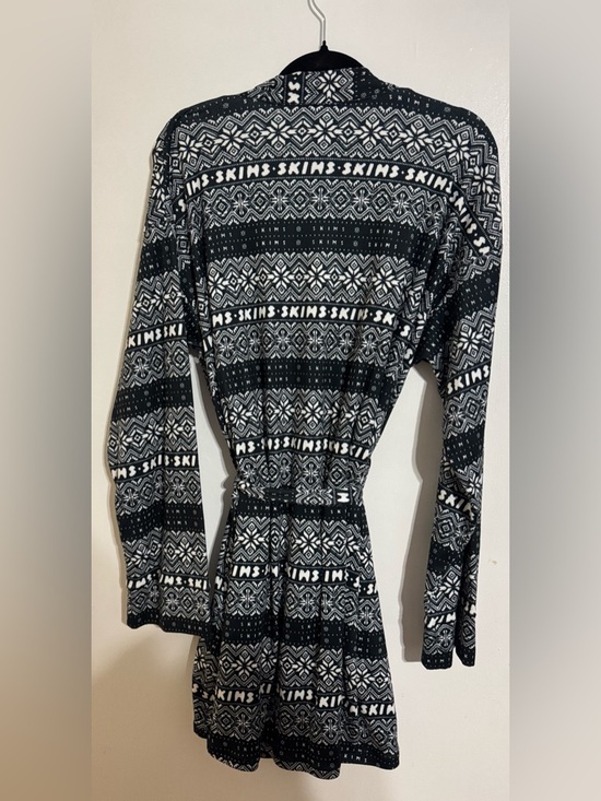 Skims Logo Plush Pointelle Black & White Robe size XL - Picture 7 of 7